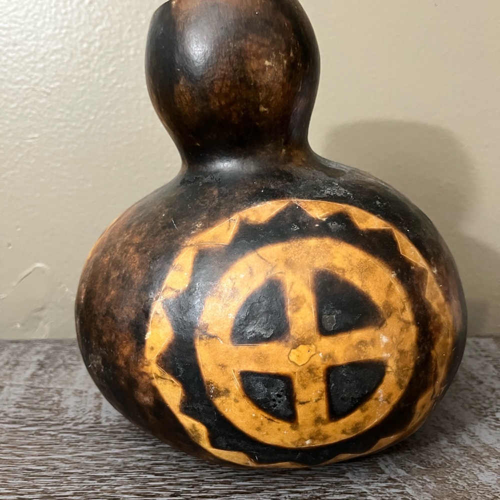 African Folk Art Gourd Vessell
